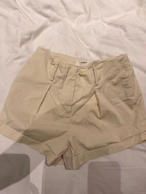 ba&sh Cream High-Rise Pleated Tailored Shorts